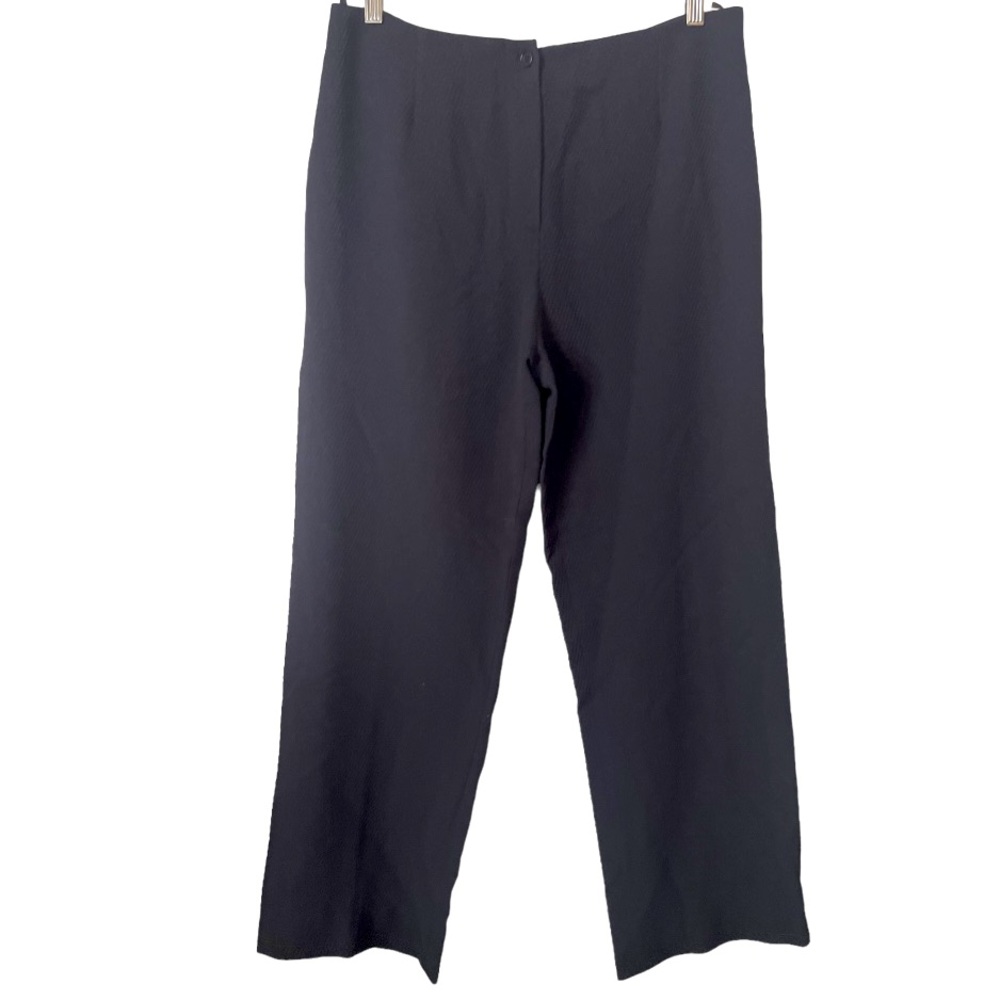 Armani‎ Collezioni Navy Blue Wide Leg Textured Dress Pants 10
